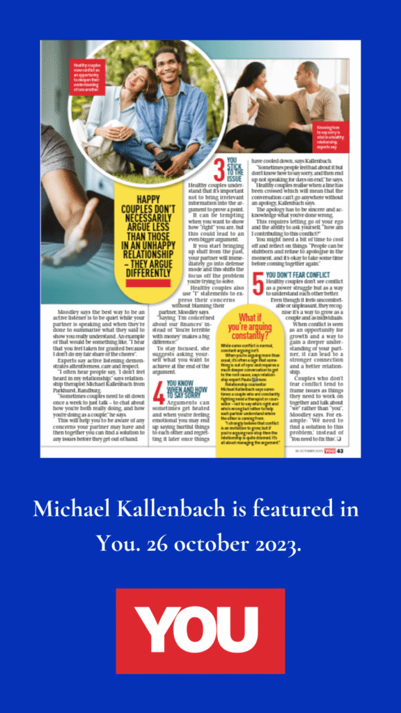 Michael Kallenbach is featured in the You magazine. 26 October 2023 edition.